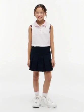 Polo sans manches à rayures extensible pour enfant Polo sans manches à rayures extensible pour enfant