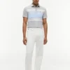 Polo slim en piqué stretch à rayures larges Polo slim en piqué stretch à rayures larges