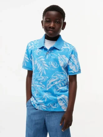 Polo stretch à imprimé tropical pour enfant