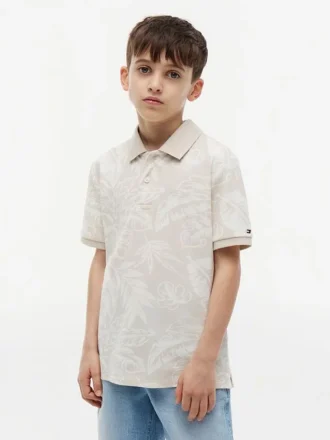 Polo stretch à imprimé tropical pour enfant