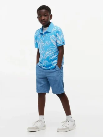 Polo stretch à imprimé tropical pour enfant