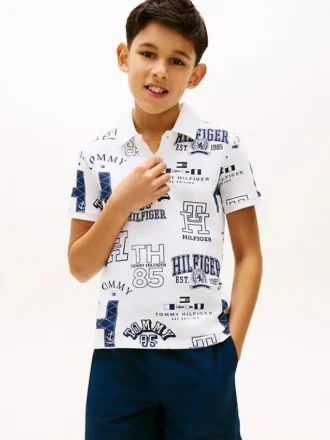 Polo stretch à logo intégral pour enfant