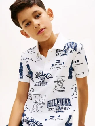 Polo stretch à logo intégral pour enfant