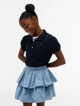 Polo stretch à manches bouffantes pour enfants
