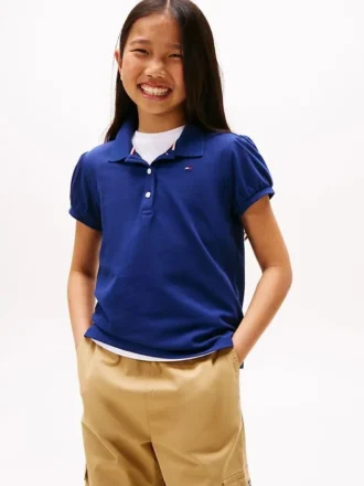 Polo stretch à manches bouffantes pour enfants