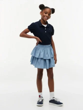 Polo stretch à manches bouffantes pour enfants