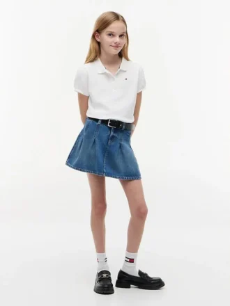 Polo stretch à manches bouffantes pour enfants