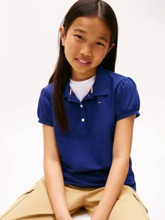 Polo stretch à manches bouffantes pour enfants
