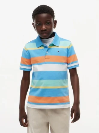 Polo stretch à rayures multicolores pour enfant