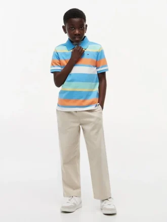 Polo stretch à rayures multicolores pour enfant