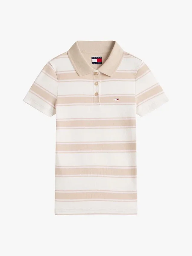 Polo Tommy Jeans à coupe ajustée en maille côtelée Polo Tommy Jeans à coupe ajustée en maille côtelée