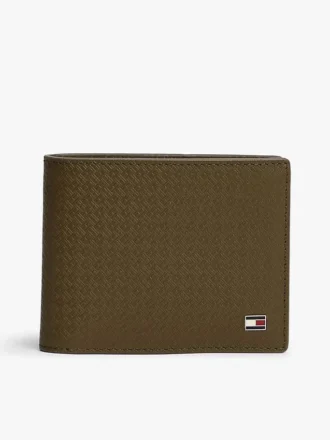 Portefeuille à deux volets en cuir avec logo drapeau sur toute la surface