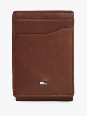 Portefeuille à deux volets en cuir grainé avec fermeture magnétique