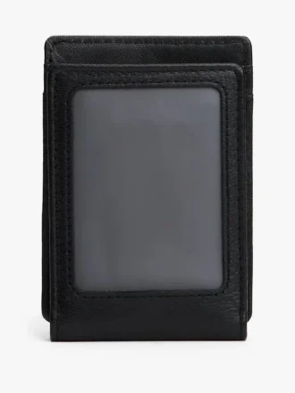 Portefeuille à deux volets en cuir grainé avec fermeture magnétique