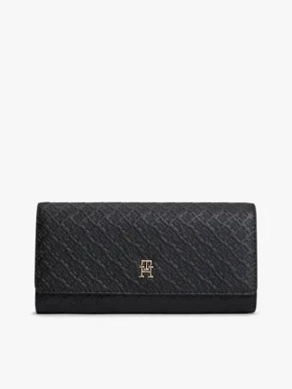 Portefeuille à grand rabat avec monogramme sur toute la surface