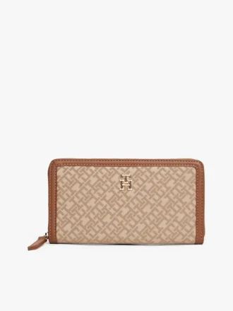 Portefeuille zippé en jacquard monogramme