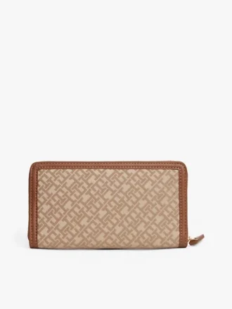 Portefeuille zippé en jacquard monogramme