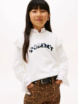 Pull à volants et logo à paillettes pour enfants