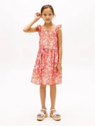 Robe à bretelles volantées et imprimé floral pour enfant