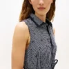 Robe chemise en crêpe à imprimé TH Grid avec ceintures Robe chemise en crêpe à imprimé TH Grid avec ceintures