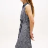 Robe chemise en crêpe à imprimé TH Grid avec ceintures Robe chemise en crêpe à imprimé TH Grid avec ceintures