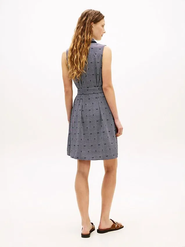 Robe chemise en crêpe à imprimé TH Grid avec ceintures Robe chemise en crêpe à imprimé TH Grid avec ceintures