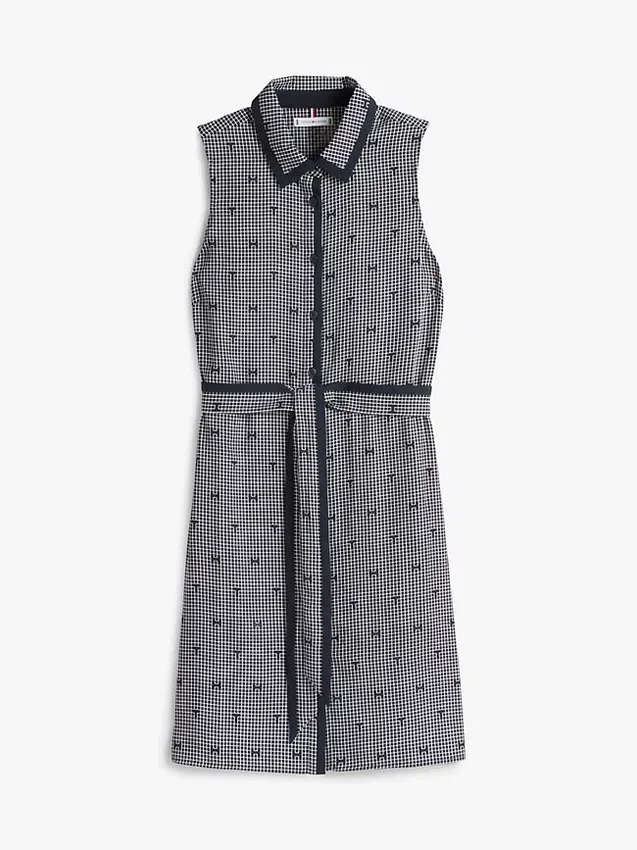 Robe chemise en crêpe à imprimé TH Grid avec ceintures Robe chemise en crêpe à imprimé TH Grid avec ceintures