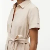 Robe chemise en lin et coton avec ceinture Robe chemise en lin et coton avec ceinture