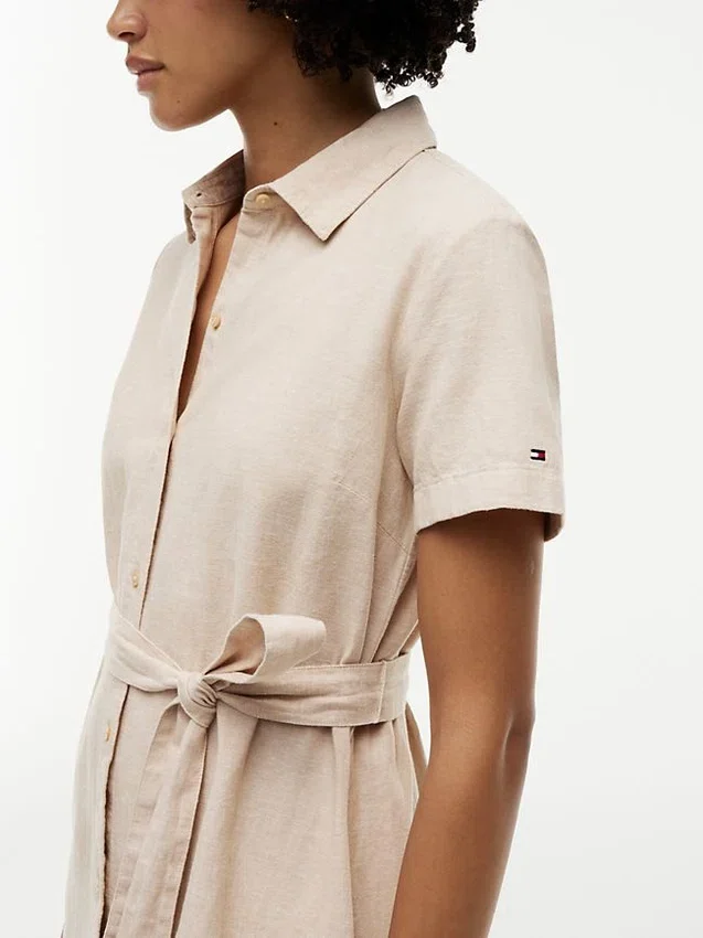 Robe chemise en lin et coton avec ceinture Robe chemise en lin et coton avec ceinture