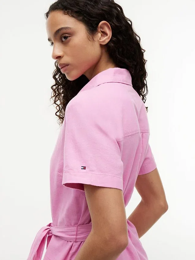 Robe chemise en lin et coton avec ceinture Robe chemise en lin et coton avec ceinture