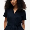 Robe chemise en lin et coton avec ceinture Robe chemise en lin et coton avec ceinture