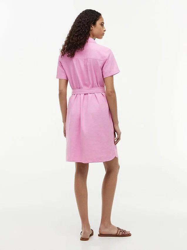 Robe chemise en lin et coton avec ceinture Robe chemise en lin et coton avec ceinture
