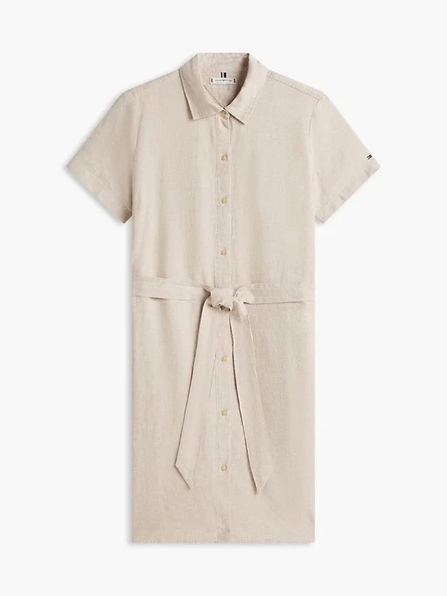 Robe chemise en lin et coton avec ceinture Robe chemise en lin et coton avec ceinture