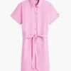 Robe chemise en lin et coton avec ceinture Robe chemise en lin et coton avec ceinture