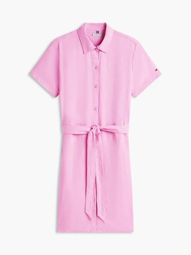 Robe chemise en lin et coton avec ceinture Robe chemise en lin et coton avec ceinture