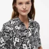Robe chemise en lin mélangé à imprimé tropical Robe chemise en lin mélangé à imprimé tropical