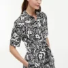 Robe chemise en lin mélangé à imprimé tropical Robe chemise en lin mélangé à imprimé tropical