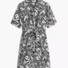 Robe chemise en lin mélangé à imprimé tropical Robe chemise en lin mélangé à imprimé tropical