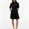 Robe chemise en lin mélangé à nouer sur le devant