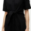 Robe chemise en lin mélangé à nouer sur le devant