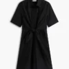 Robe chemise en lin mélangé à nouer sur le devant