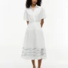 Robe chemise en popeline à manches courtes