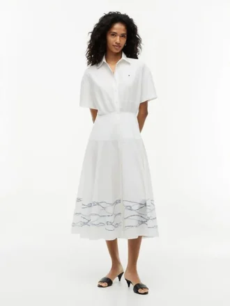 Robe chemise en popeline à manches courtes Robe chemise en popeline à manches courtes