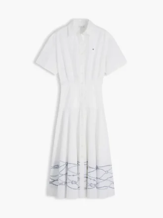 Robe chemise en popeline à manches courtes Robe chemise en popeline à manches courtes