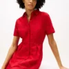 Robe chemise en popeline à œillets brodés Robe chemise en popeline à œillets brodés