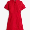 Robe chemise en popeline à œillets brodés Robe chemise en popeline à œillets brodés
