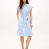 Robe chemise en popeline rayée avec ceinture Robe chemise en popeline rayée avec ceinture