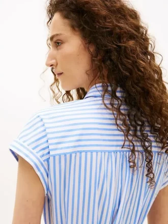 Robe chemise en popeline rayée avec ceinture