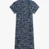 Robe chemise mi-longue en lin à imprimé drapeau et ceintures Robe chemise mi-longue en lin à imprimé drapeau et ceintures