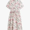 Robe chemise midi en lin à imprimé animal Robe chemise midi en lin à imprimé animal